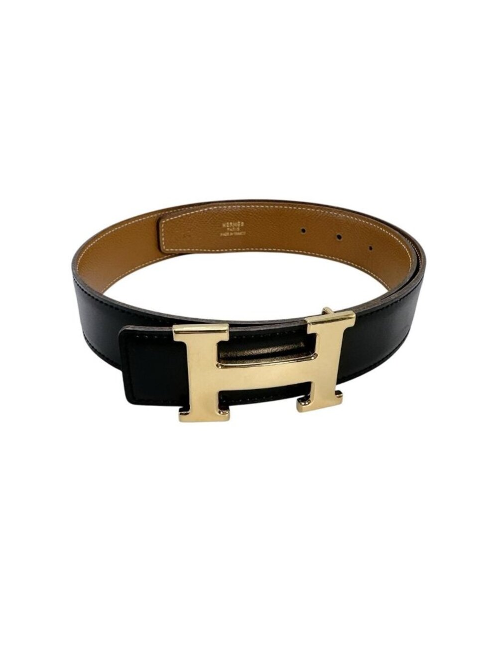 Hermes Constance Riba Belt Black Brown